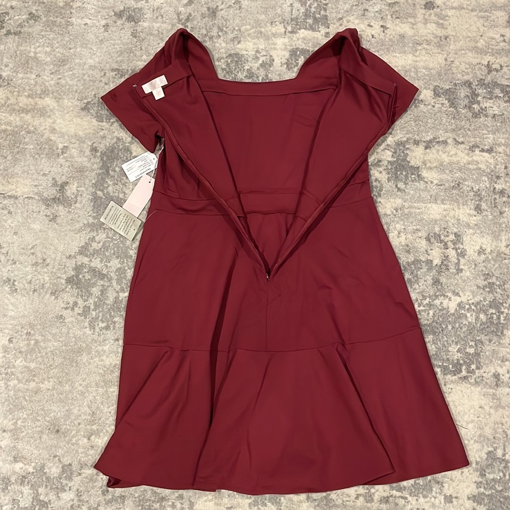 SOLD - NWT Rachel Parcell Square Neck Fit & Flare Dress in Red Cordovan Sz XXL - Picture 15 of 16